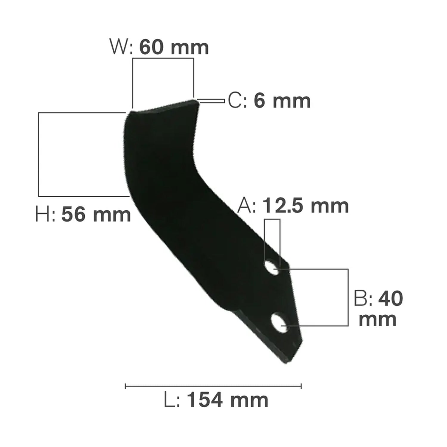 L-Shaped Tillage Blade, Right Hand, Hard Surfaced-zoom-1