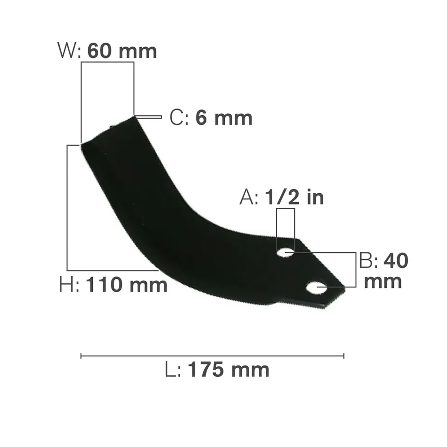 C-Shaped Tillage Blade, Right Hand