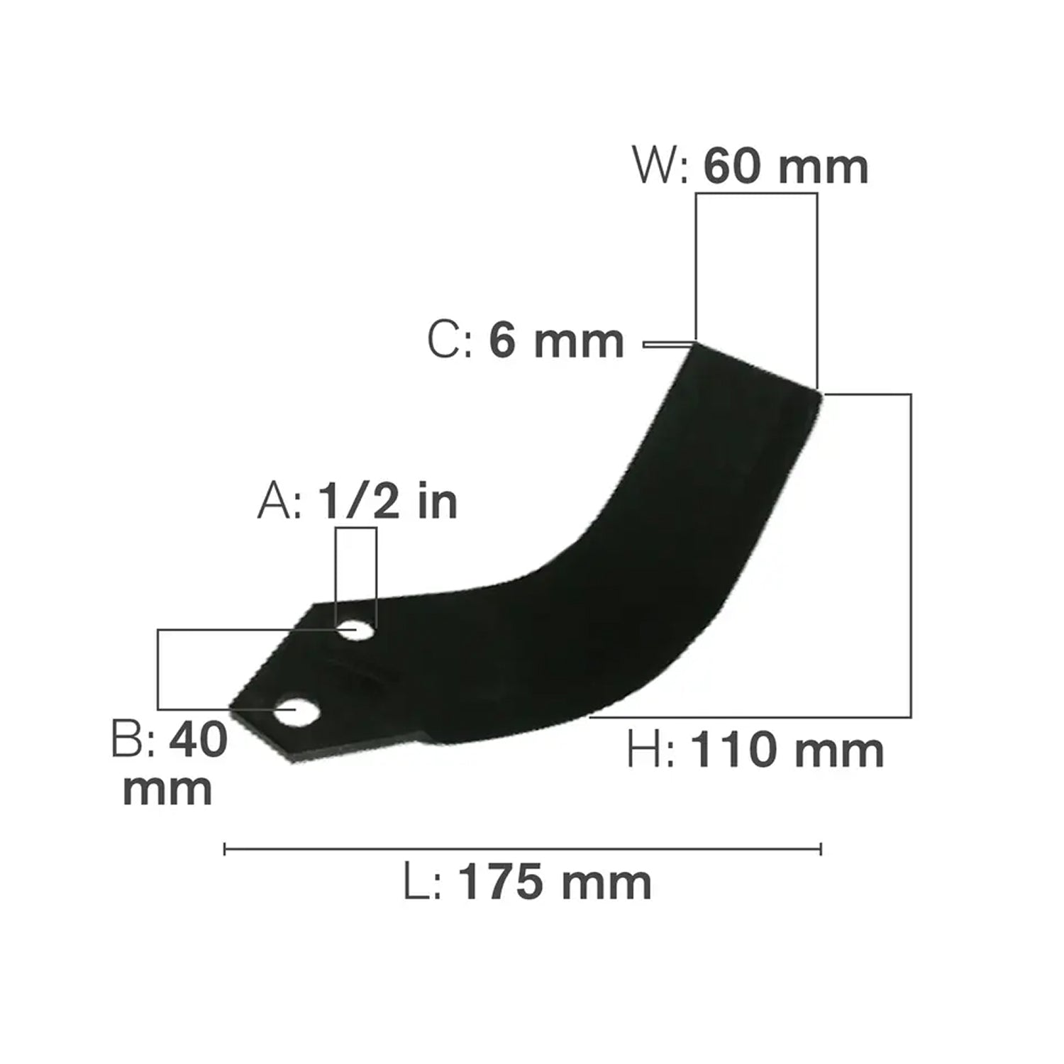 C-Shaped Tillage Blade, Left Hand