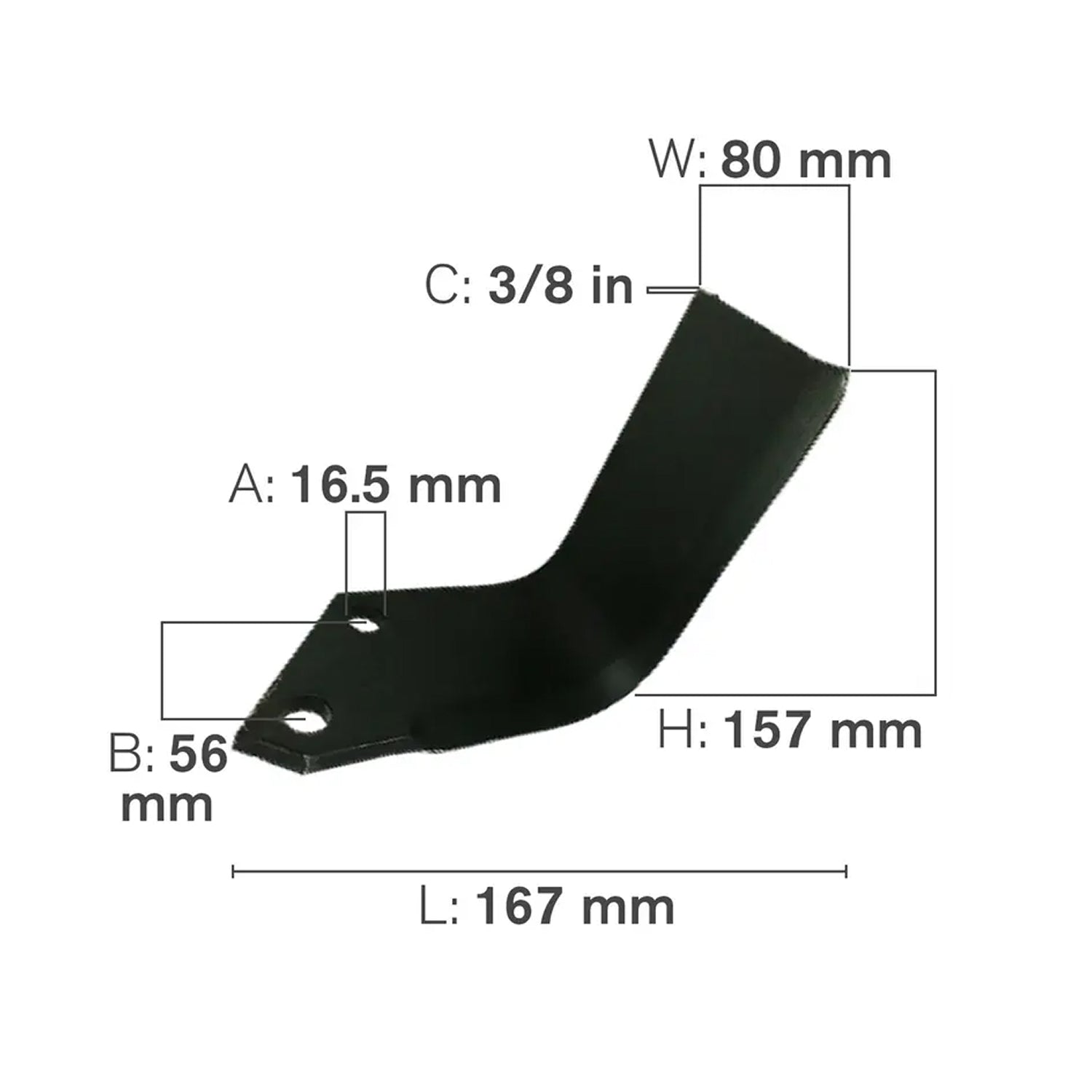 L-Shaped Tillage Blade, Left Hand