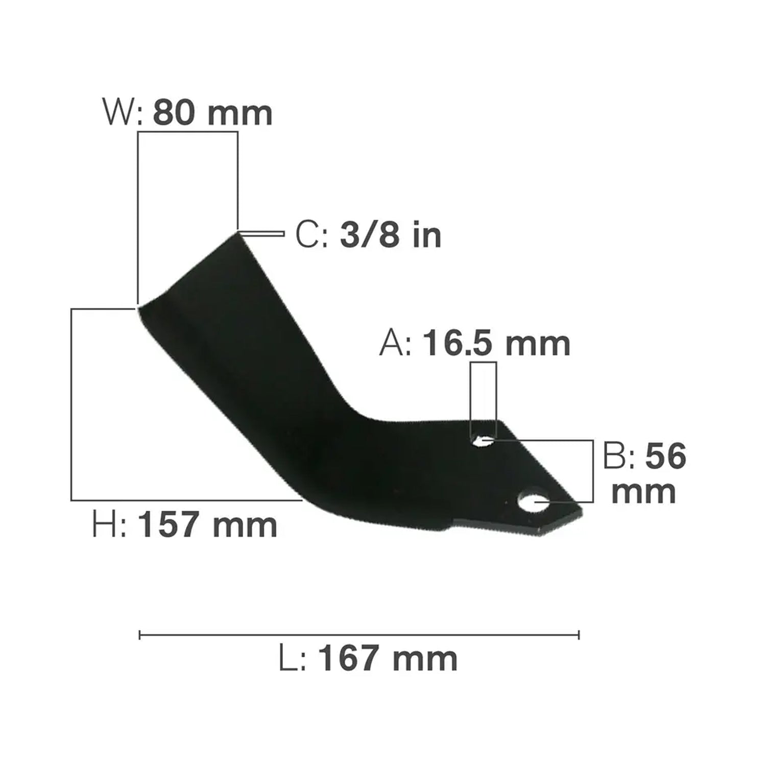 L Shaped Tillage Blade, Right Hand-1