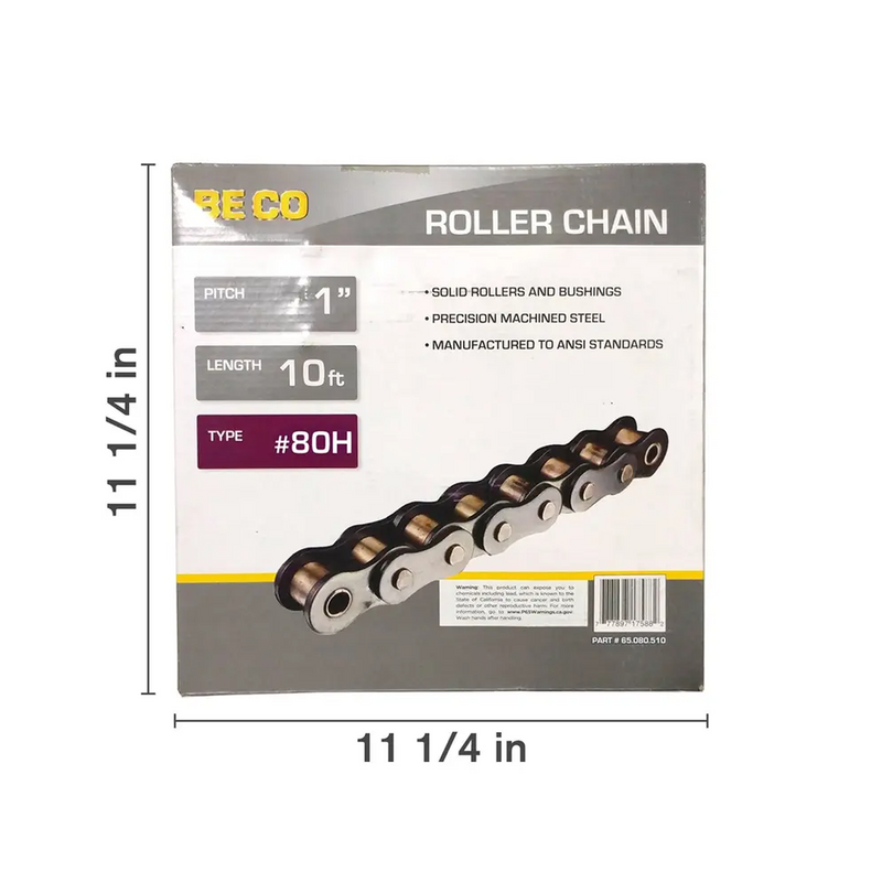 10' x 1" Roller Chain, #80H-zoom-