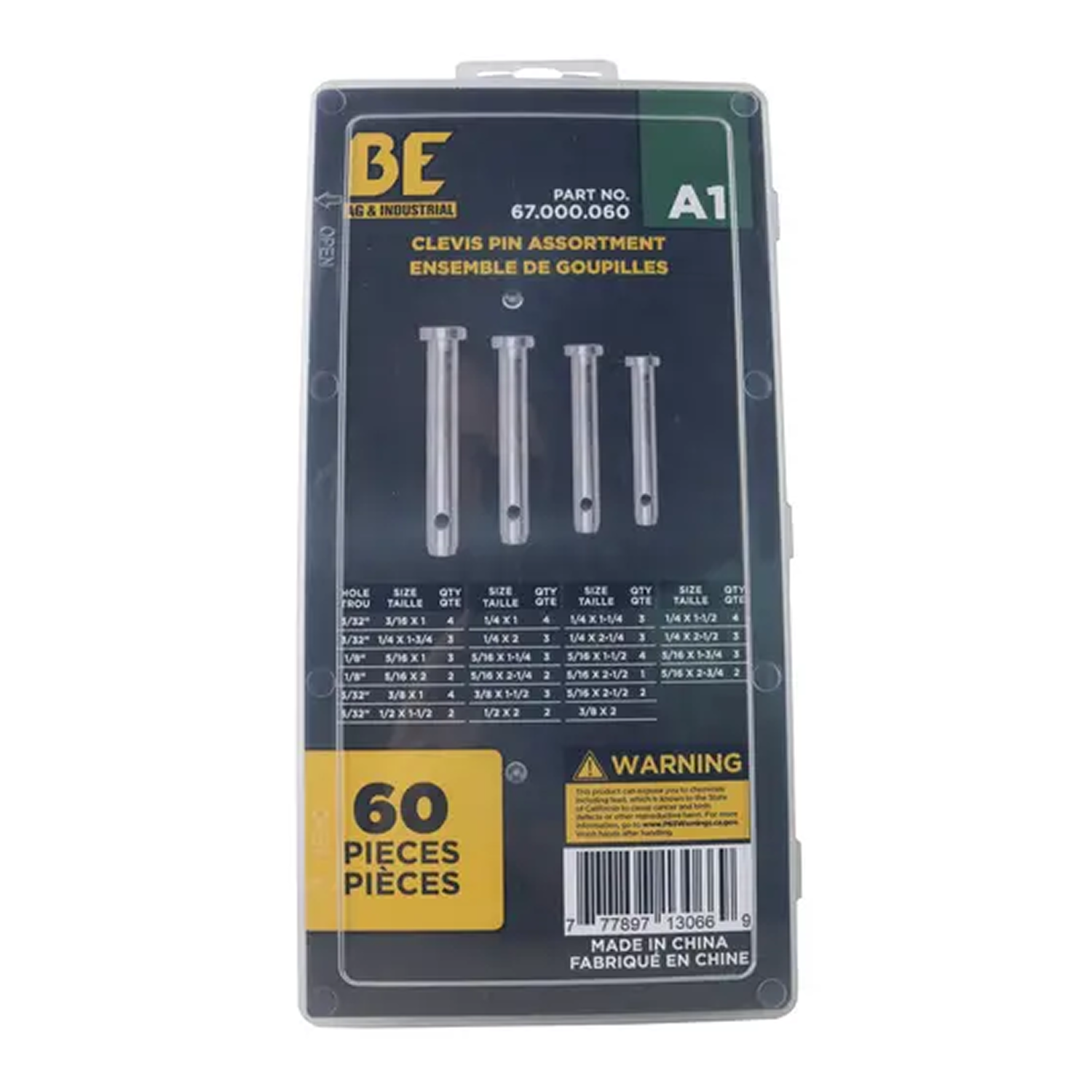 60-Piece Clevis Pin Assortment Kit
