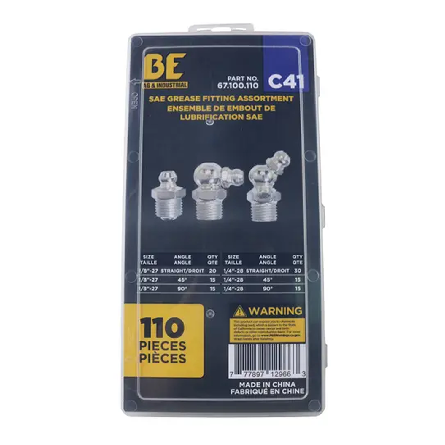 110-Piece SAE Grease Fitting Assortment Kit