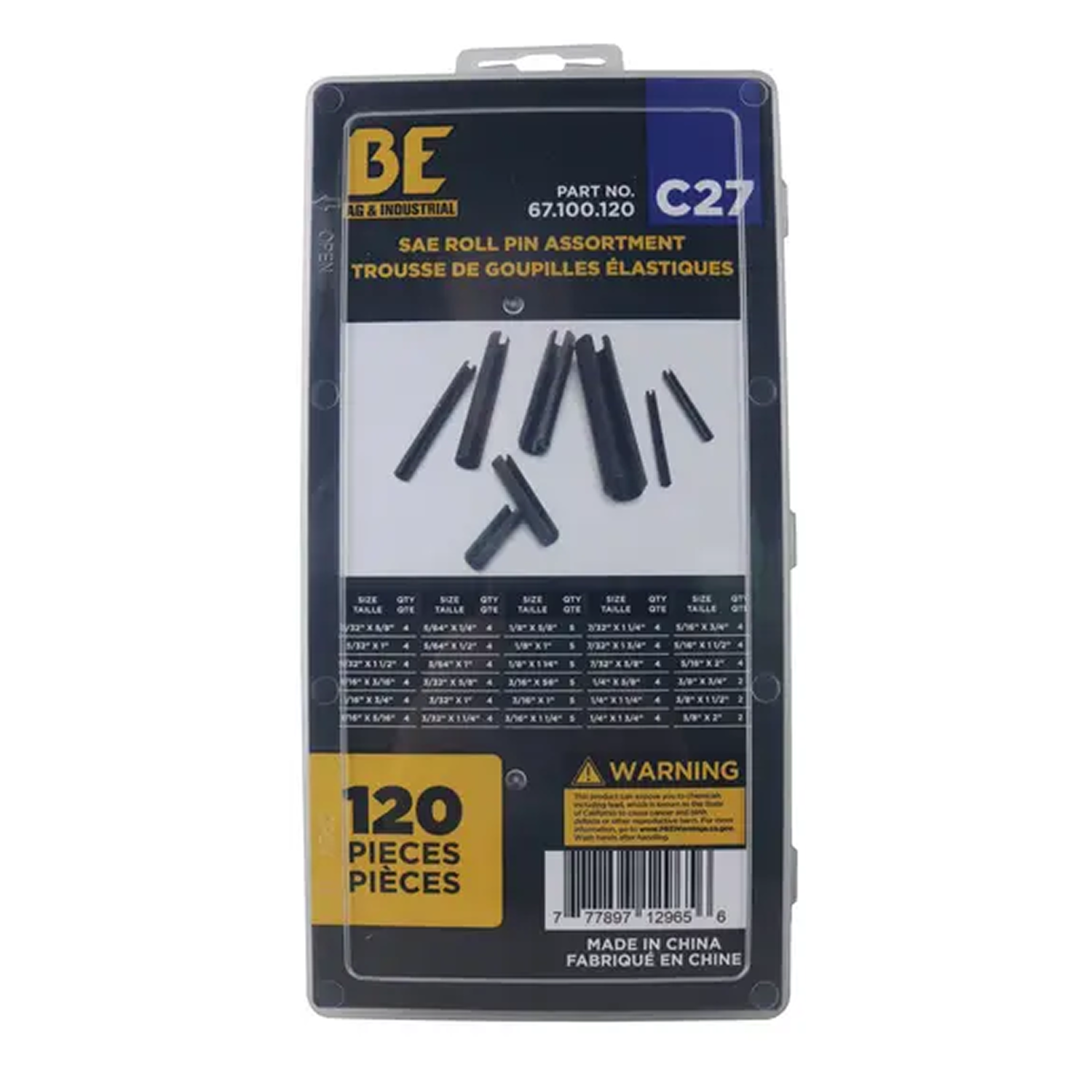 120-Piece SAE Roll Pin Assortment Kit