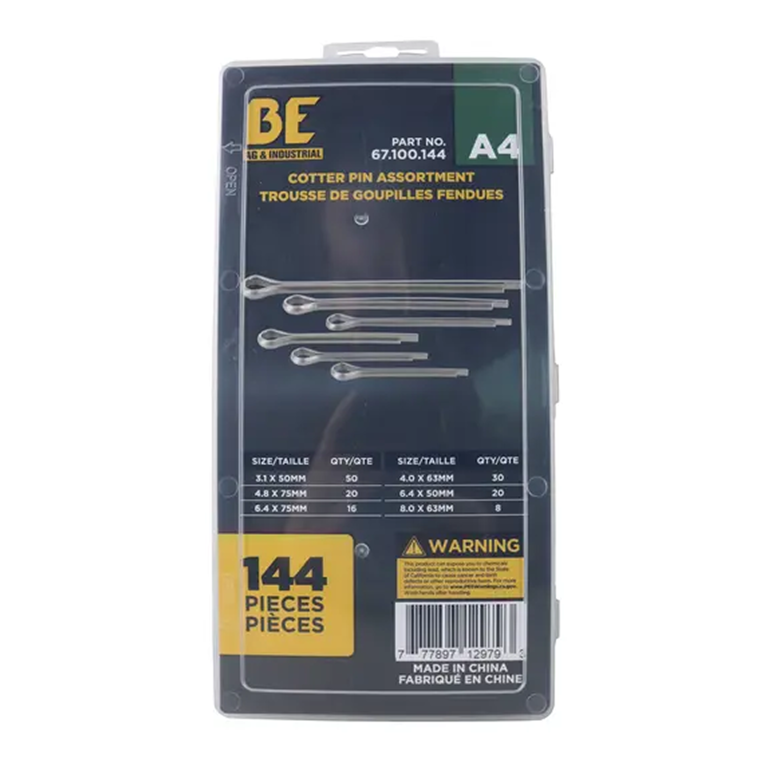 144-Piece Cotter Pin Assortment Kit