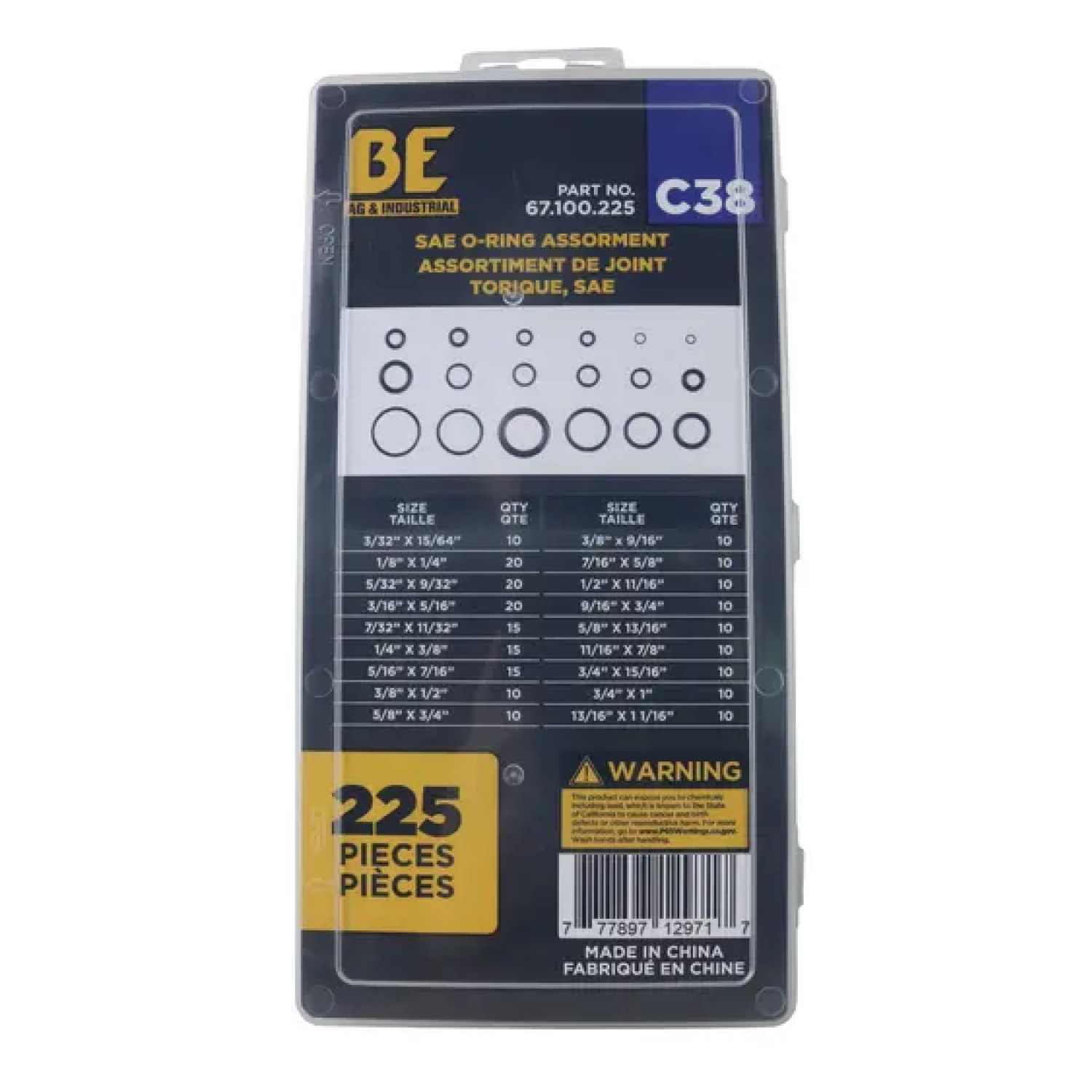 225-Piece SAE O-Ring Assortment Kit-1