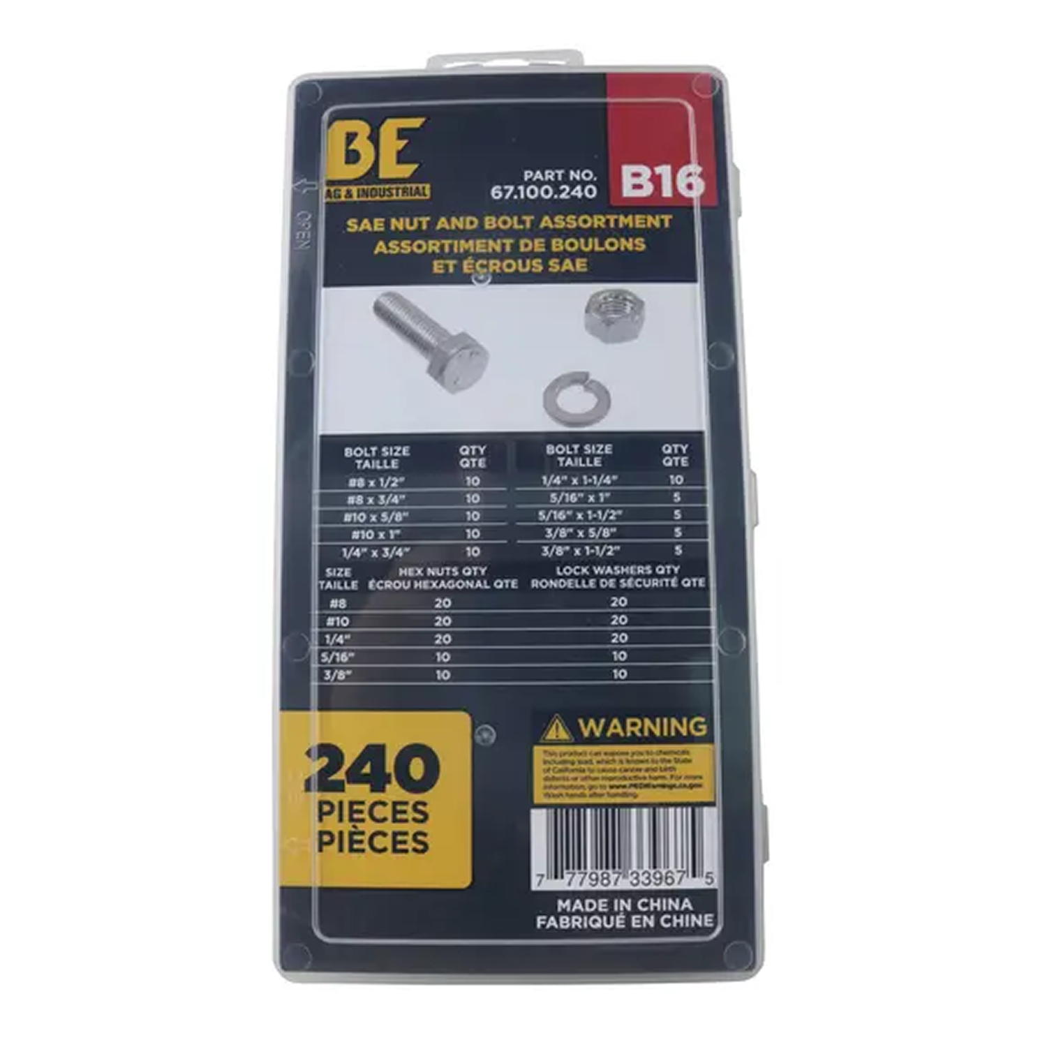 240-Piece SAE Nut & Bolt Assortment Kit-zoom-1