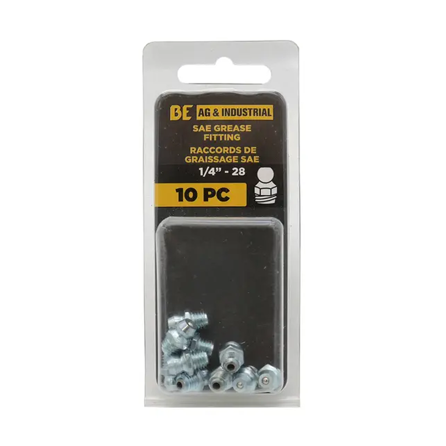 10-Piece 1/4"-28 Straight SAE Grease Fittings Kit