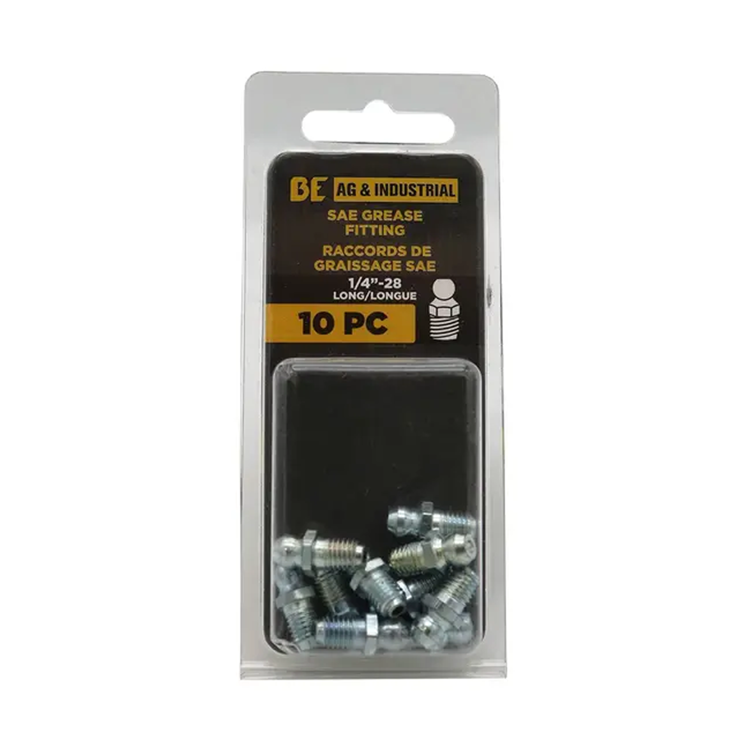 10-Piece 1/4"-28 Straight Long SAE Grease Fittings Kit