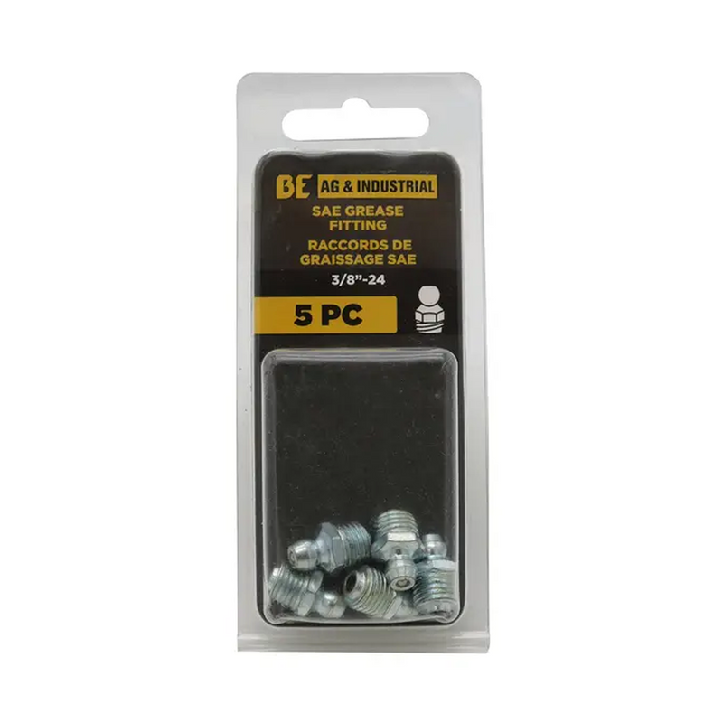5-Piece 3/8"-24 Straight SAE Grease Fittings Kit-zoom-