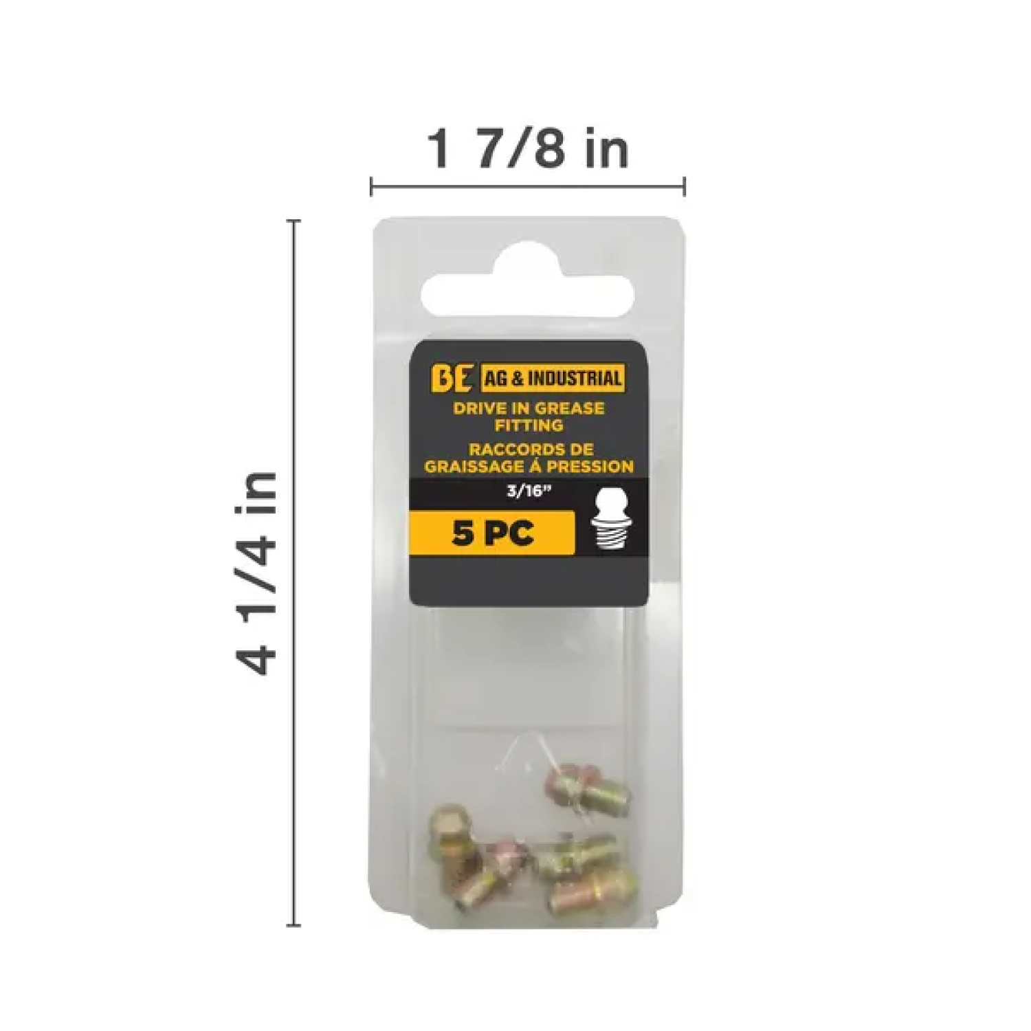5-Piece 3/16" Drive In Grease Fitting Kit
