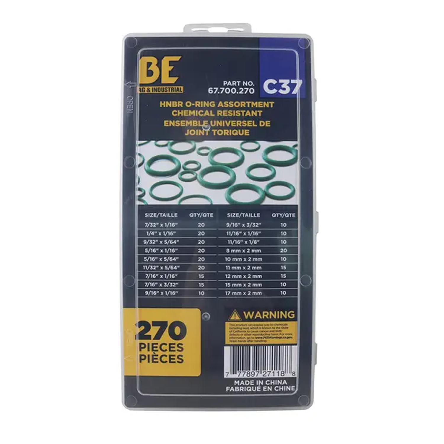 270-Piece HNBR Chemical Resistant O-Ring Assortment Kit-zoom-1