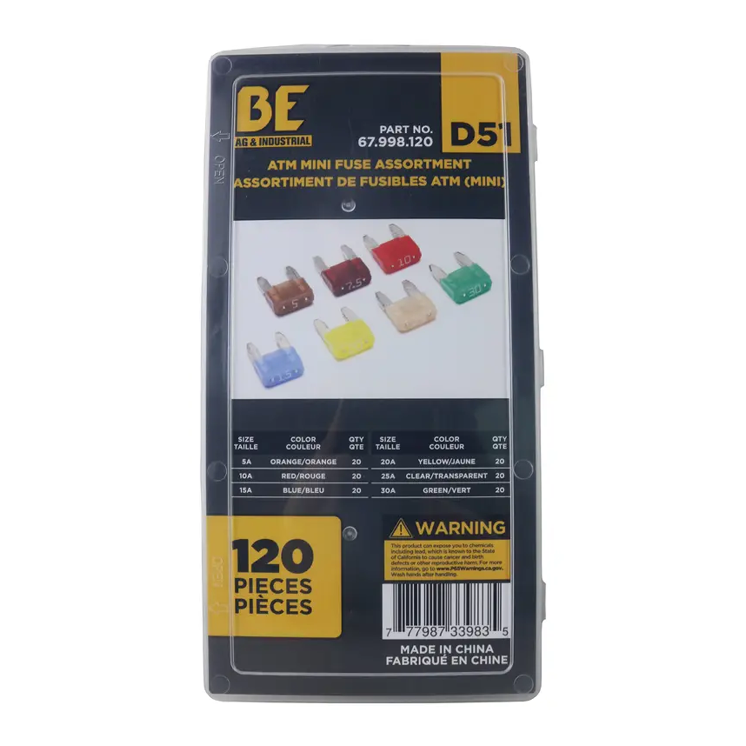 120-Piece ATM Mini Fuse Assortment Kit-zoom-1