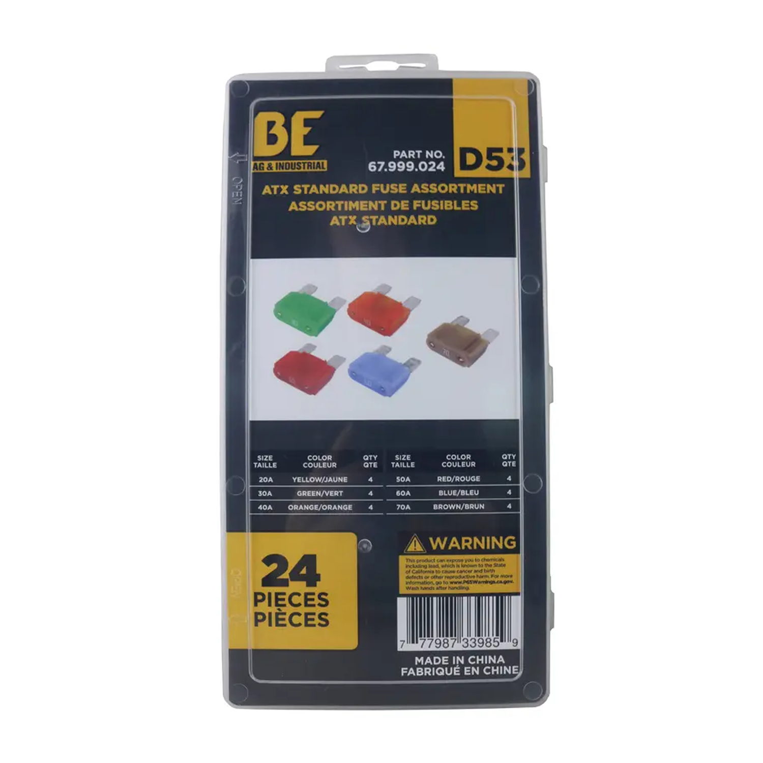 24-Piece ATX Standard Fuse Assortment Kit