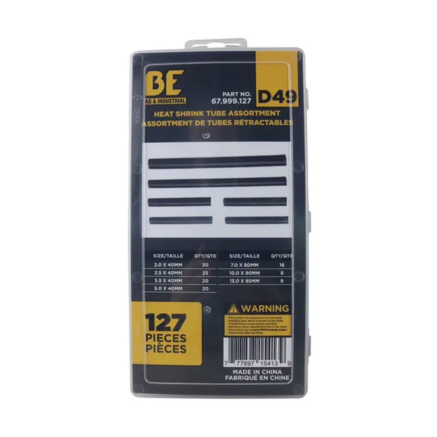 127-Piece Black Heat Shrink Tubing Assortment Kit