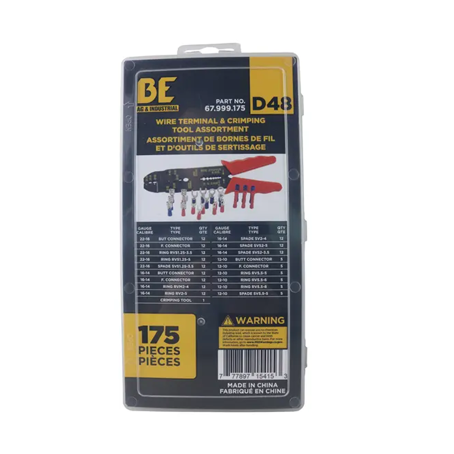 175-Piece Wire Terminal & Crimping Tool Assortment Kit-zoom-1