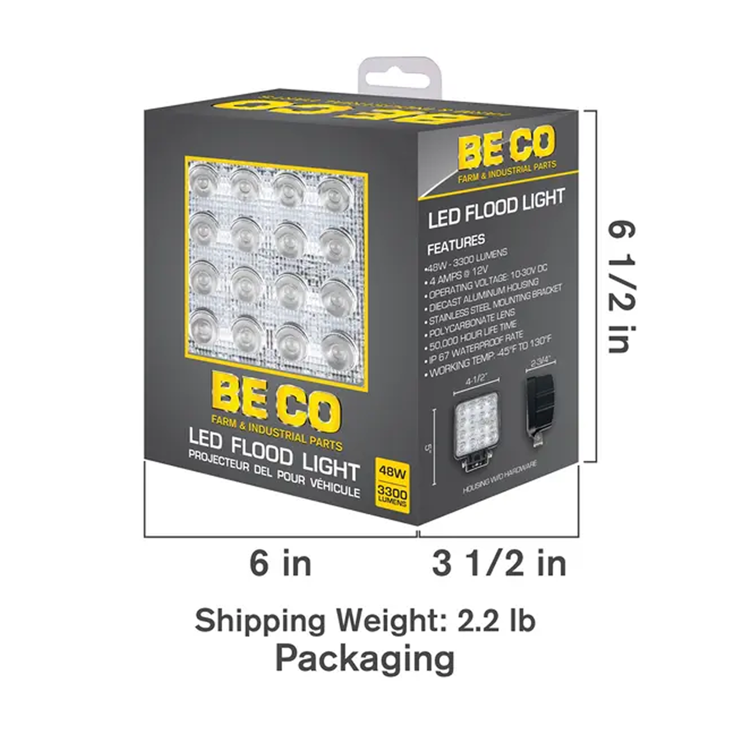 48W 3,300 Lumen LED Flood Light - 16 Epistar LEDs