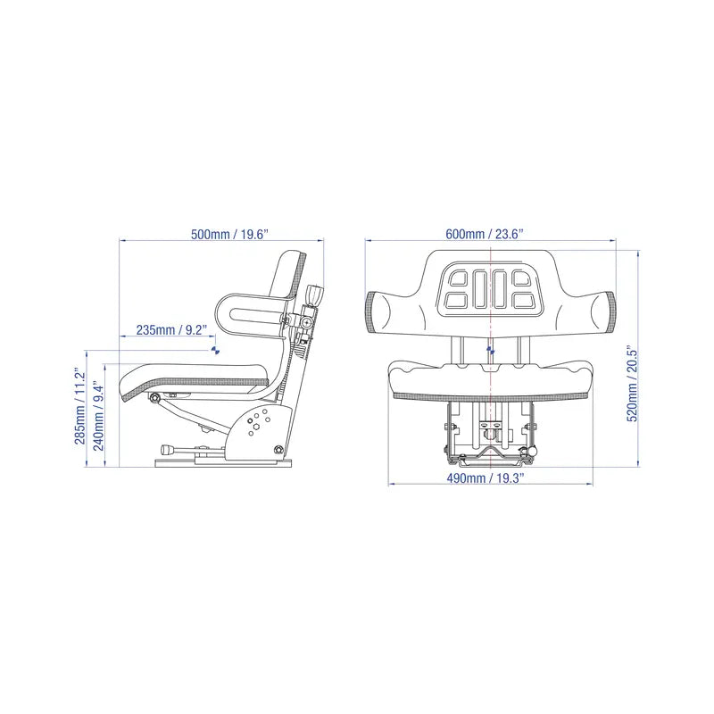 Agricultural Universal Suspension Seat, Yellow-zoom-